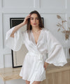 MILEY - 100% Pure Silk White Bridal Robe | LUXURY SILK robe