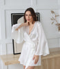 MILEY - 100% Pure Silk White Bridal Robe | LUXURY SILK robe