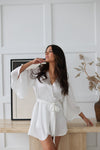 MILEY - 100% Pure Silk White Bridal Robe | LUXURY SILK robe