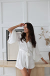 MILEY - 100% Pure Silk White Bridal Robe | LUXURY SILK robe