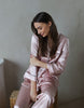 100% Mulberry Silk Pyjamas Set - PINK with Grey Trim