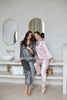 100% Mulberry Silk Pyjamas Set - PINK with Grey Trim