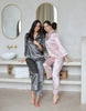 100% Mulberry Silk Pyjamas Set - GREY with pink trim