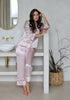 100% Mulberry Silk Pyjamas Set - PINK with Grey Trim