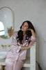 100% Mulberry Silk Pyjamas Set - PINK with Grey Trim