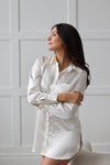 100% Pure Silk Boyfriend's Shirt White Silk