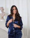 100% Mulberry Silk Pyjamas Set - Navy Blue