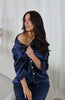 100% Mulberry Silk Pyjamas Set - Navy Blue