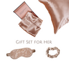 Gift Set for Her | Beige Pure Mulberry Slip Silk Queen Zip Pillowcase, Sleep Mask and Silk Scrunchy