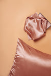 SET OF 2 Queen - Rose Gold Peach - pure 100% slip silk pillowcase | machine washable silk | both sides silk | certified silk pillow cover