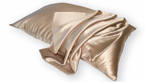 SET OF 2 Queen - Caramel Zipper- pure 100% slip silk pillowcase | machine washable silk | both sides pure silk | gift for her | mulberry