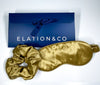 SET 2 SILK Essentials Gold-  Sleep Mask & XL Scrunchy | Premium 8-layers 22mm Mulberry Silk Sleep Mask |  | Anti-Aging Mask